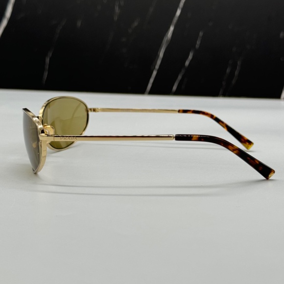 NEW SPR A59 5AK70G PRADA PRA59S 5AK70G WOMEN SUNGLASSES PR A59S 5AK70G GOLD OVAL - Picture 7 of 11